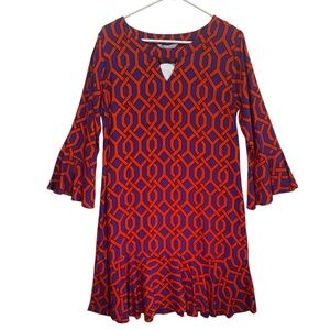 Escapada Red and Purple Geometric Dress. Size S NWT